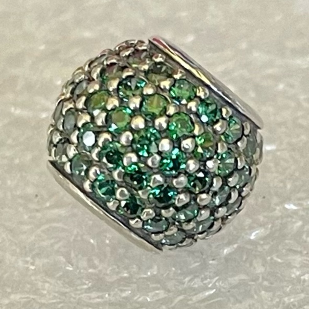Pandora Sterling Silver Pave Lights Green Colored CZ Charm